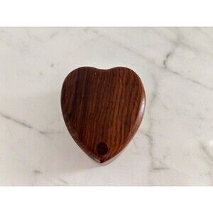Vintage Wooden Heart Trinket Box Secret Swivel Compartment Made of Cocobolo Wood